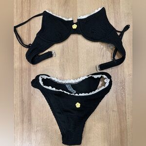 Black Ruffle Bikini with Underwire